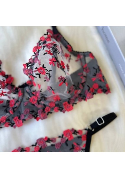 Çiçek Motifli Dantel Detaylı( Balenli) Bralet Sütyen-Külot Takım fiyatları