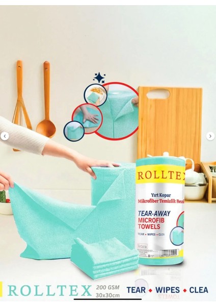 Yırt Kopar %100 Mikrofiber Temizlik Bezi 30X30CM 20'li Yeşil Renk
