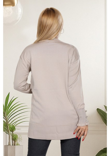 Yeni Sezon Soğuk Iplik Düz Yaka Tunik - Fırfırlı Kol, Kol Düğme Detaylı, Günlük & Şık Kominler Için indirimleri