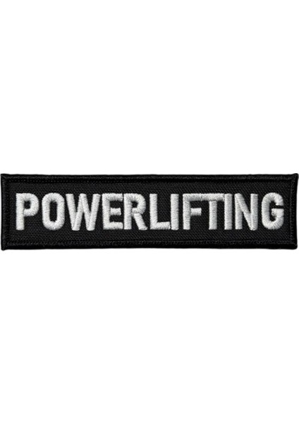 Siyah Zemin Powerlifting Yazılı Patch Peç - 12X3 cm