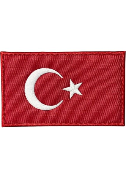 Türk Bayrağı Nakış Peç Patch 12X8 cm - 12X8 cm