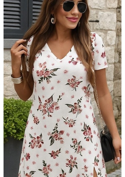 Kadın Kısa Kollu V Yakalı Maksi Boy Viskon Elbise fiyatları