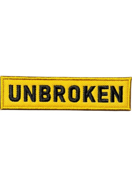 Sarı Zemin Unbroken Yazılı Patch Peç - 12X3 cm