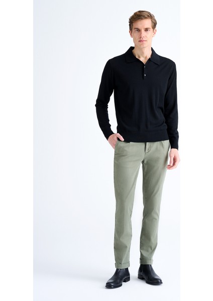 Erkek Siyah Polo Yaka Yün Kazak fiyatları