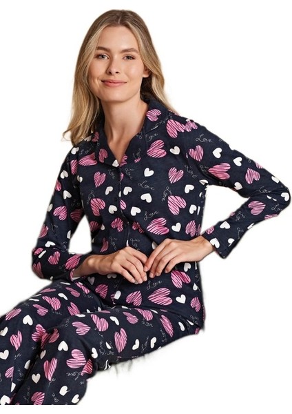 Kadın Önden Düğmeli Uzun Kollu Pijama Takımı S/xl Alessia Verona Rahat Ev Giyim Kışlık Hediyelik fırsatları