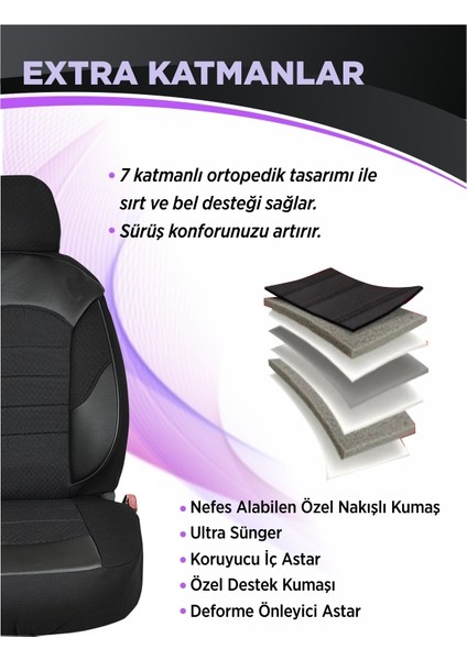 Skoda Octavia 2013-2017 Modeller Için Koltuk Kılıfı Ön Arka Tam Set Orqide Anka Serisi fırsatları