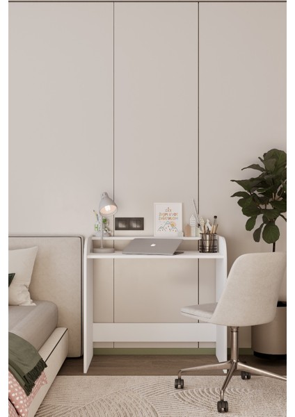 Aeris Beyaz Mdf Raflı Çalışma Masası 85 cm fiyatları