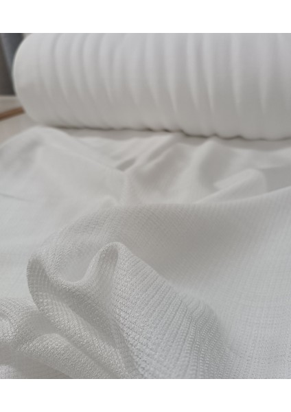 Kalın Dokulu Hasır Keten Tül Perde - Krem - Pileli Dikim 1x2,5 Pile - HTY841