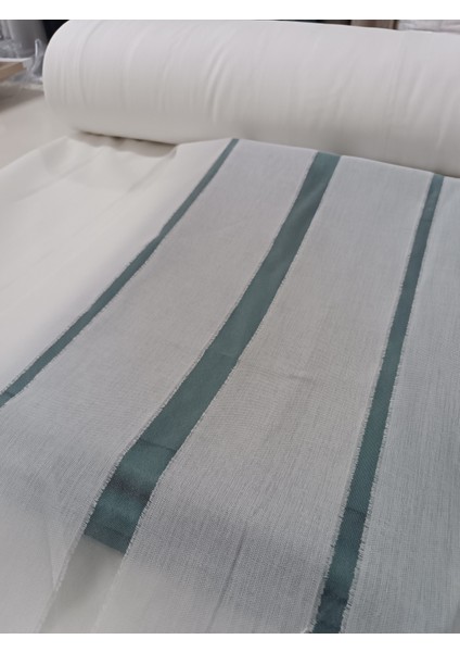 Şerit Desenli Keten Tül Perde- Kalın Dokulu - Ekru - Pileli Dikim - ANT07 fiyatları