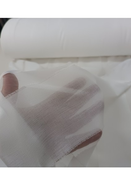 Şerit Desenli Keten Tül Perde- Kalın Dokulu - Ekru - Pileli Dikim - ANT07