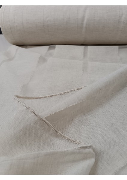 Şerit Desenli Keten Tül Perde- Kalın Dokulu - Koyu Krem - Pileli Dikim -ANT08 fırsatları