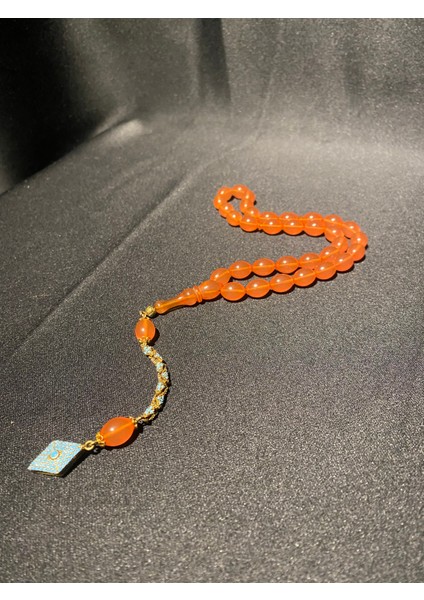 Sıkma Kehribar 925 Ayar Gümüş Püskül Tesbih