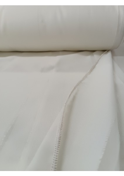 Şerit Desenli Keten Tül Perde- Kalın Dokulu - Krem - Pileli Dikim - YL5636