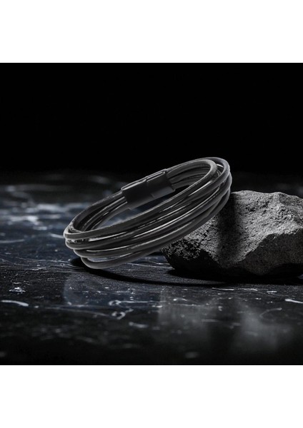 Erkek Bileklik | Siyah Çoklu Katmanlı Tasarım 31683B13D2 fırsatları