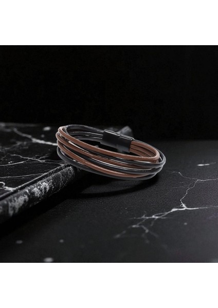 Erkek Bileklik | Kahverengi Siyah Çoklu Katmanlı Tasarım 31683B13D3 indirimleri