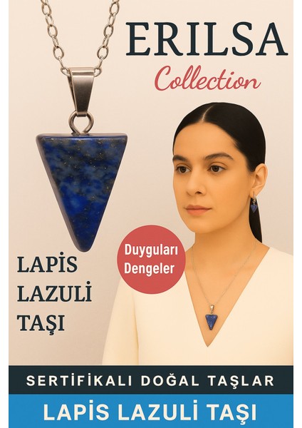 Sertifikalı Piramit Model Lapis Lazuli Taşı Kolye - Duyguları Dengeleyen Doğal Taş