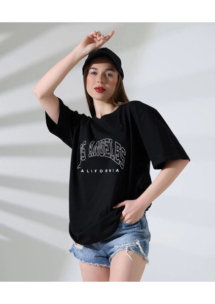 Angeles Baskılı Tişört Siyah fiyatları