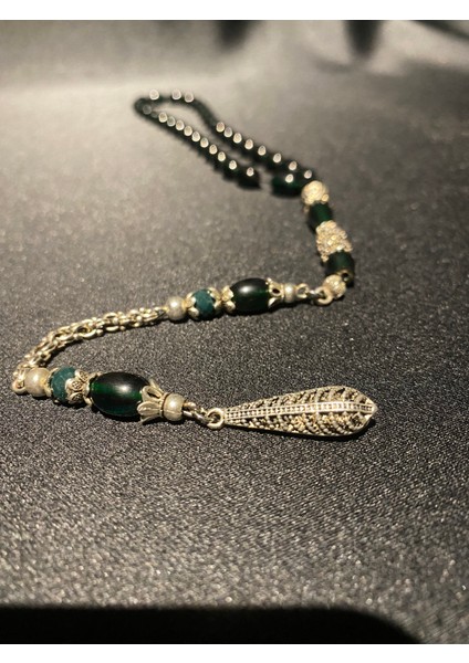 Ateş Kehribar Gümüş Kaplama Tesbih