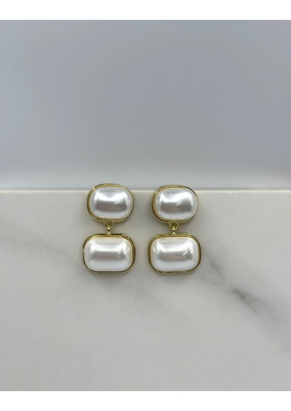 Gold Detaylı Çift Inci Taşlı Sallantılı Küpe fiyatları