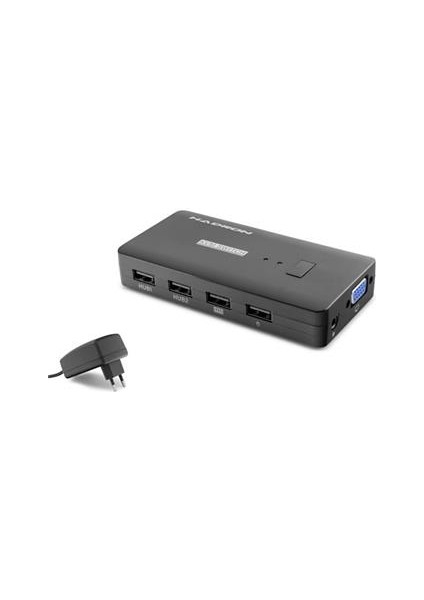 HDX1374 2 Port + 4- USB VGA Kvm Switch Kablolu Siyah