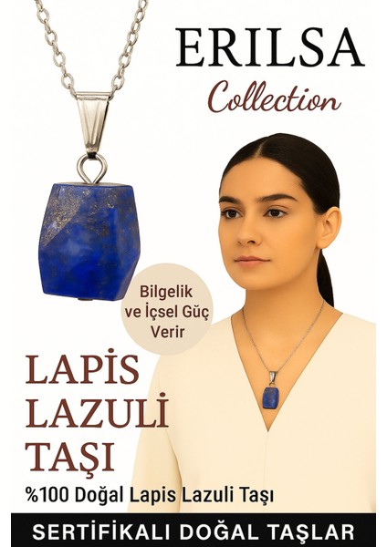 Sertifikalı Fasetli Lapis Lazuli Doğal Taş Kolye - Kadın Erkek Içsel Güç ve Bilgelik Taşı