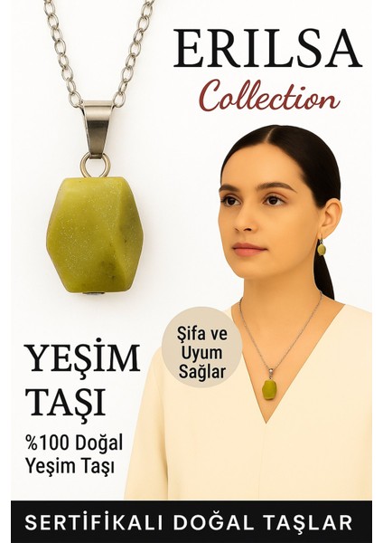 Sertifikalı Fasetli Yeşim Doğal Taş Kolye – Şifa Uyum Denge ve Pozitif Enerji Taşı