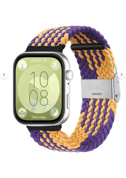 Watch Fit 3 ve Fit 4 Uyumlu Solo Loop Örgü Kumaş Kordon – Metal Klipsli, Ayarlanabilir, Yumuşak ve Hafif Bileklik