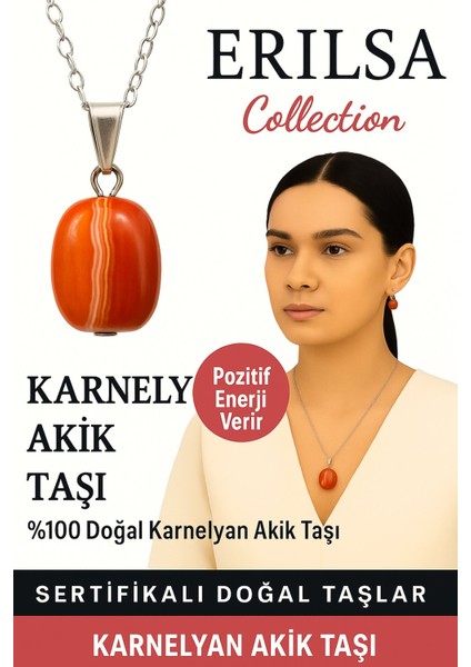Sertifikalı Karnelyan Akik Doğal Taş Kolye – Pozitif Enerji Canlılık ve Özgüven Taşı fiyatları