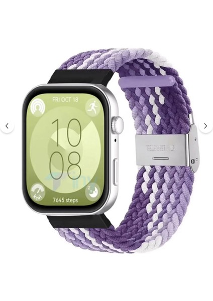 Watch Fit 3 ve Fit 4 Uyumlu Solo Loop Örgü Kumaş Kordon – Metal Klipsli, Ayarlanabilir, Yumuşak ve Hafif Bileklik