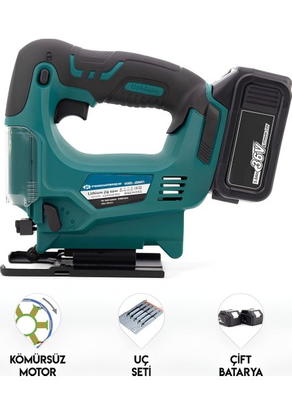 PH268 Şarjlı Kömürsüz Motor Ayarlanabilir Çift Bataryalı Dekupaj Testere 36V 5AH (Mavi) modelleri