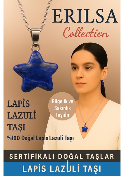 Sertifikalı Yıldız Model Lapis Lazuli Kolye Bilgelik ve Sakinlik Veren Doğal Taş
