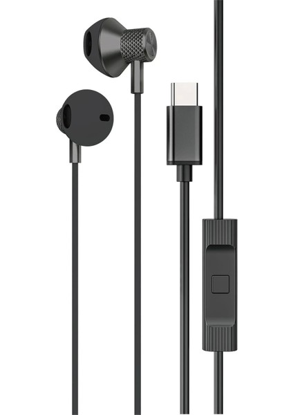 LS-730 1.2m iPhone 15 Serisi ile Uyumlu Type-C Kablolu Kulaklık - Siyah