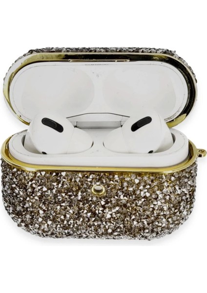 Airpods Pro 2 (2.nesil) Luz Taşlı Kılıf - Siyah