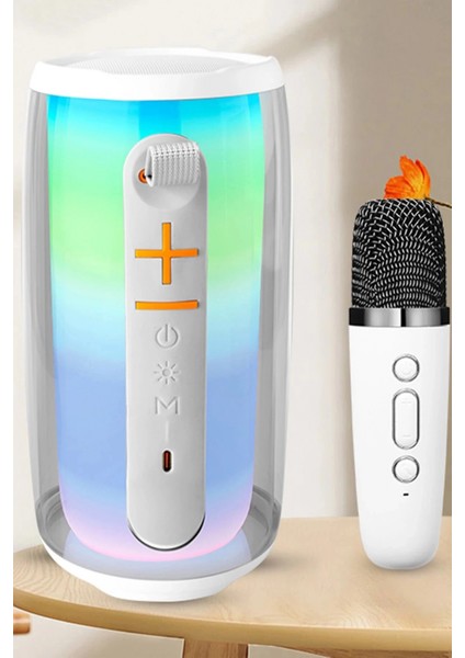 Pluse 6 Mikrofonlu Rgb Kablosuz Hoparlör - Beyaz modelleri