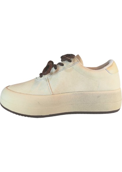 Kadın (Deri) Süet Çift Renkli Çift Bağcıklı Sneaker Ayakkabı