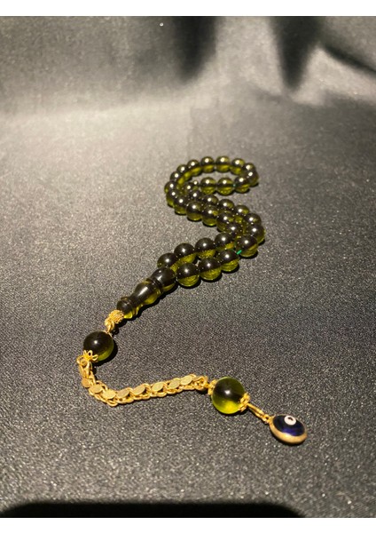 Ateş Kehribar 925 Ayar Gümüş Püskül Tesbih