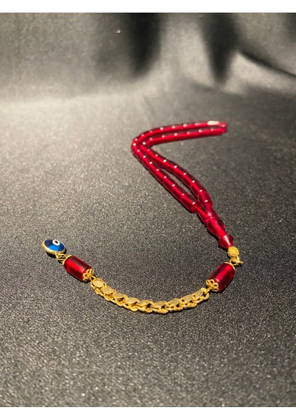 Ateş Kehribar 925 Ayar Gümüş Püskül Tesbih