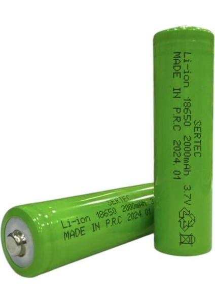 18650 3.7V 2000 Mah 1c Li-Ion Şarjlı Pil Başlı (7474)