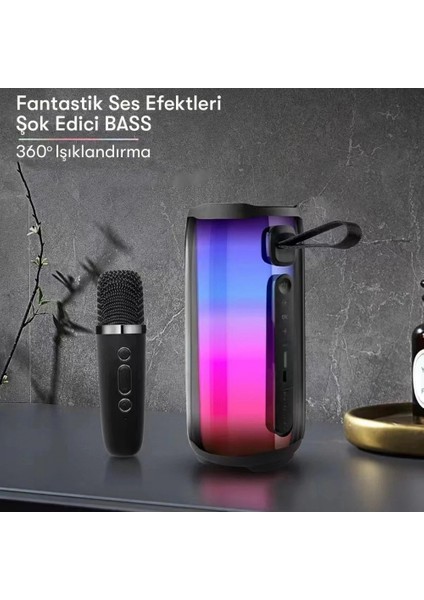 Pluse 5 Mikrofonlu Rgb Kablosuz Hoparlör - Siyah modelleri