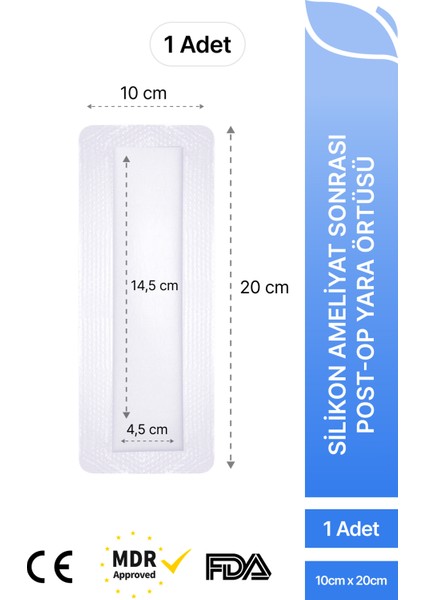 Post-Op Ameliyat Sonrası Dikiş,yara ve Kesiler Için-Steril,sugeçirmez,hassas Cilt Dostu Medikal Örtü
