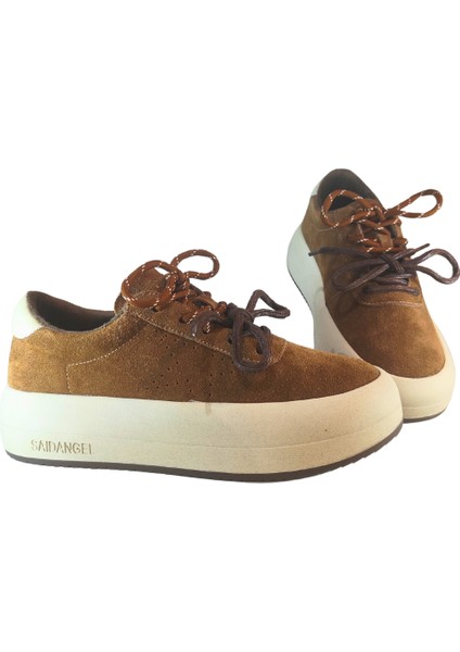Kadın (Deri) Süet Çift Renkli Çift Bağcıklı Sneaker Ayakkabı
