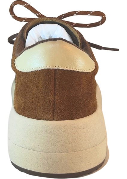 Kadın (Deri) Süet Çift Renkli Çift Bağcıklı Sneaker Ayakkabı