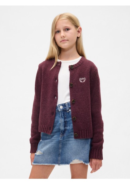 Kız Çocuk Bordo Cashsoft Gap Logo Hırka