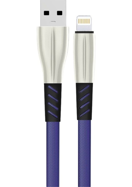 S89 Metal Uçlu Lightning Kablo iphone Uyumlu 1m 2.4A - Mavi