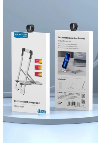CM23 Ayarlanabilir Katlanabilir Masaüstü Telefon Tutucu - Gümüş fırsatları