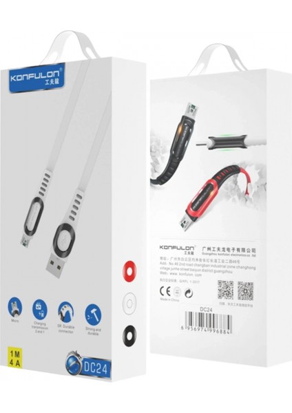 DC24 Micro USB Kablo 1.2m 4A - Beyaz fiyatları