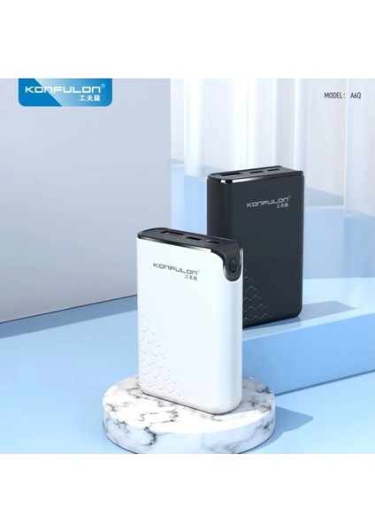 A6Q 22.5W USB 3.0 ve 20W Type-C Çıkışlı 10.000 Mah Pd Powerbank - Beyaz