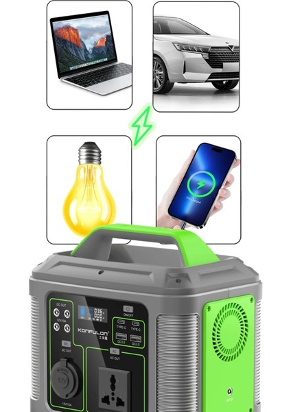 CN04 Powerbank 300W 60.000 Mah 5W LED Işıklı Kamp Şarj Pd 60W - Gri