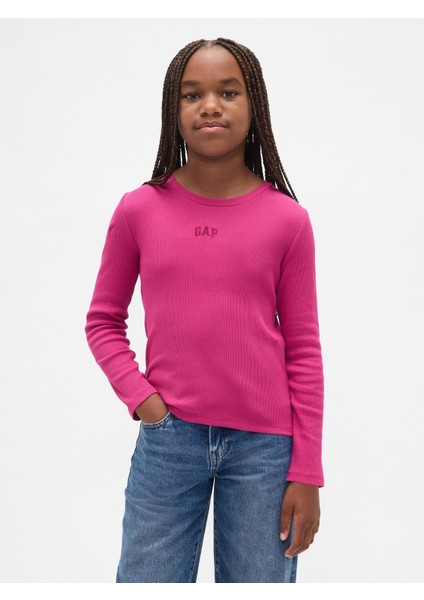 Kız Çocuk Pembe Örgülü Gap Logo T-Shirt