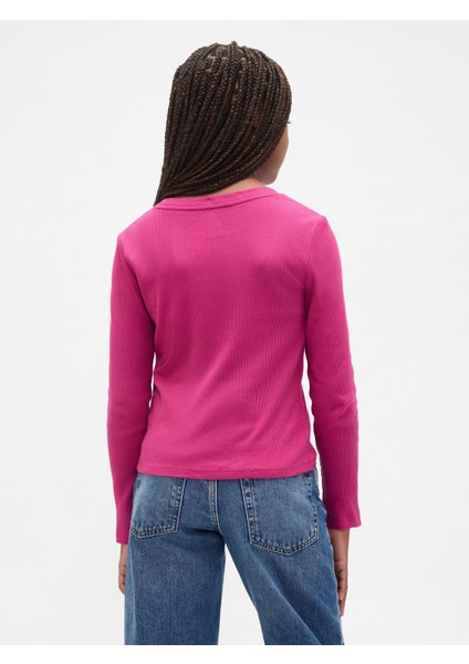 Kız Çocuk Pembe Örgülü Gap Logo T-Shirt modelleri